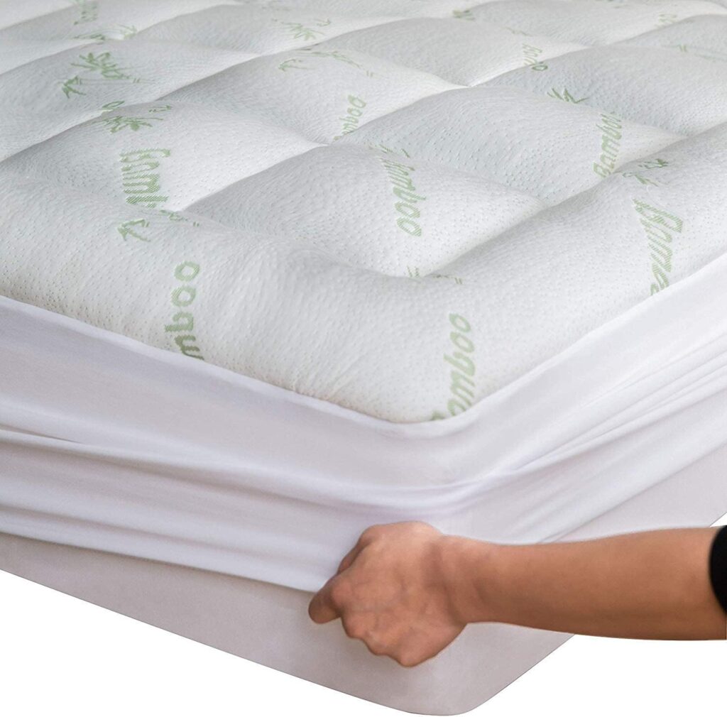 Bamboo Twin Mattress Topper - Thick Cooling Breathable Pillow Top Mattress Pad for Back Pain Relief - Deep Pocket Topper Fits 8-20 Inches Mattress (Bamboo, Twin Size 39x75 Inches)