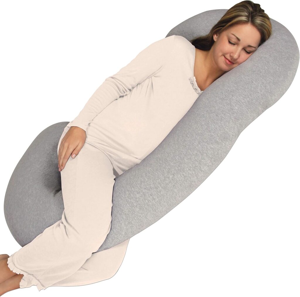 Leachco Snoogle Chic Jersey Total Body Pillow - Heather Gray, 1 Count (Pack of 1)
