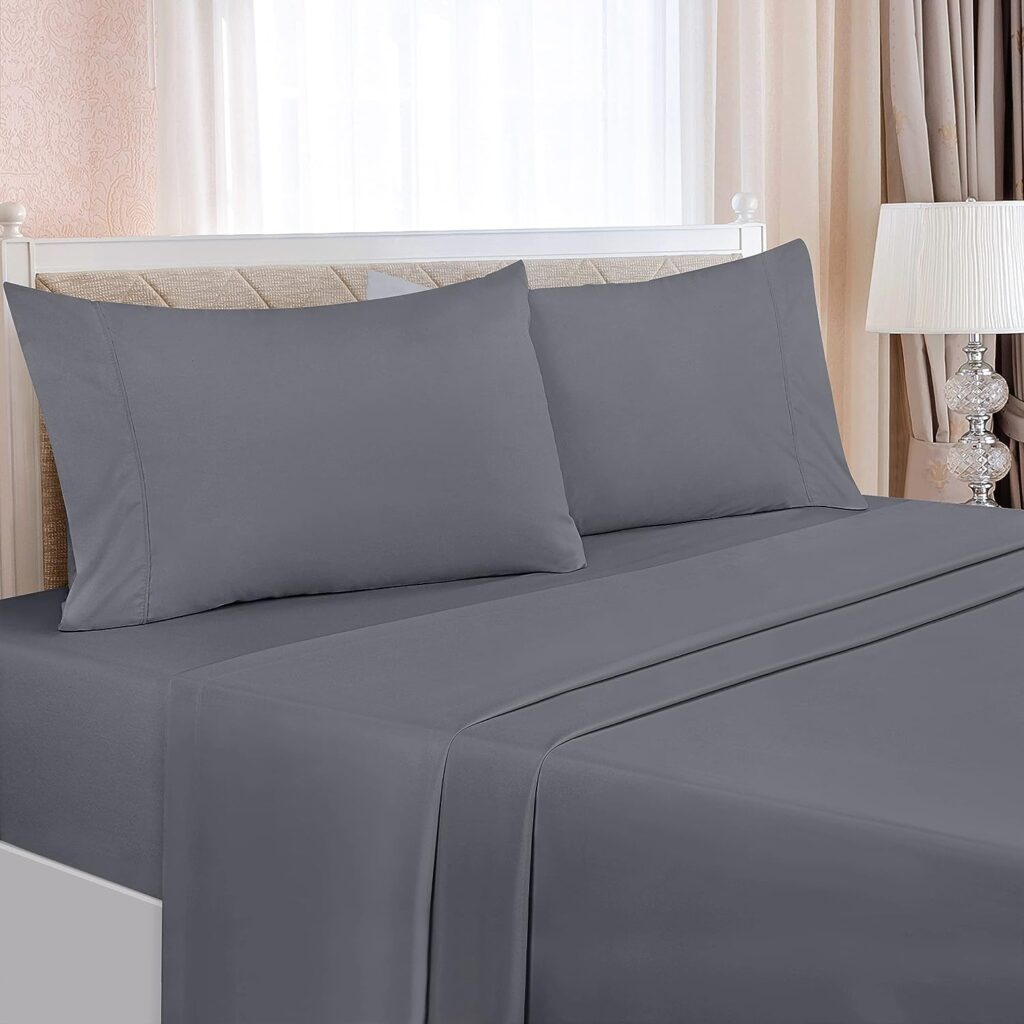Utopia Bedding Queen Bed Sheets Set - 4 Piece Bedding - Brushed Microfiber - Shrinkage and Fade Resistant - Easy Care (Queen, Grey)
