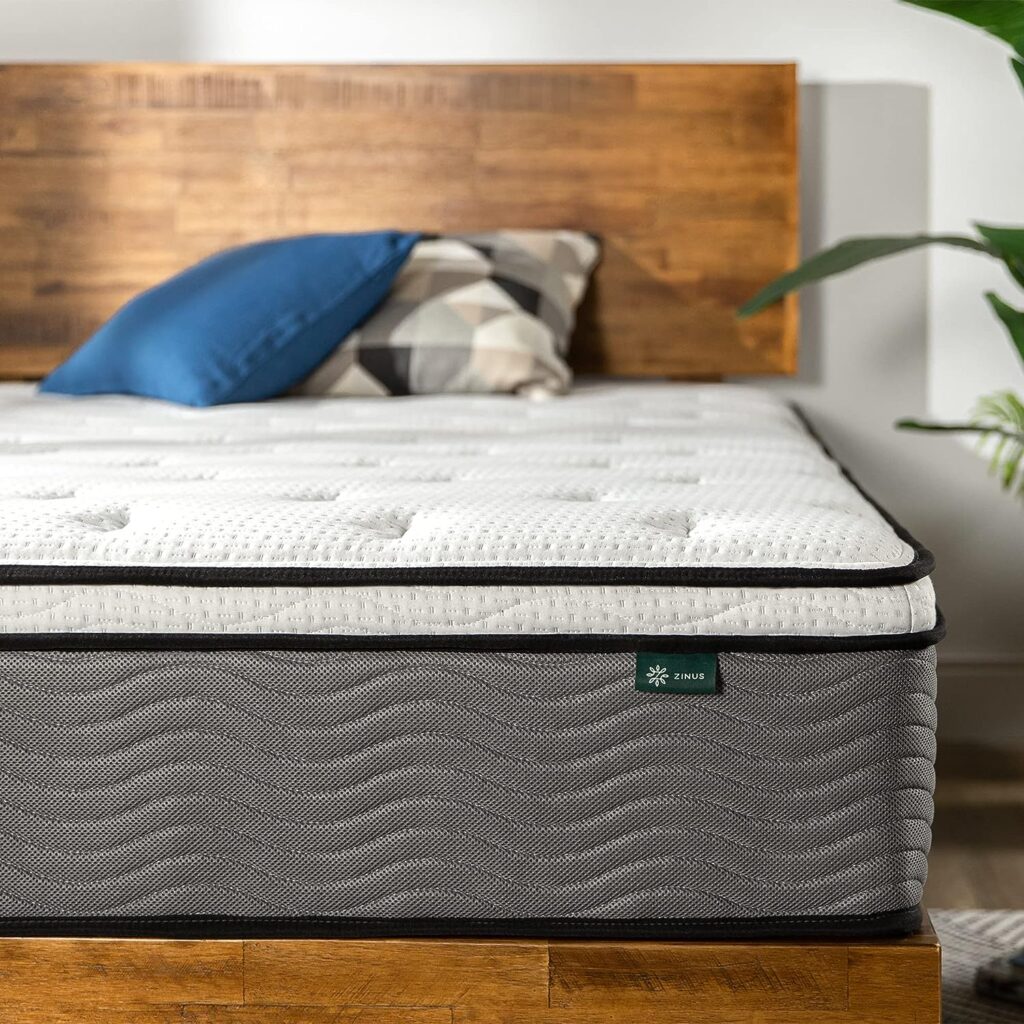 ZINUS 12 Inch Support Plus Pocket Spring Hybrid Mattress / Extra Firm Feel / Heavier Coils for Durable Support / Pocket Innersprings for Motion Isolation / Mattress-in-a-Box, Twin,White/Grey