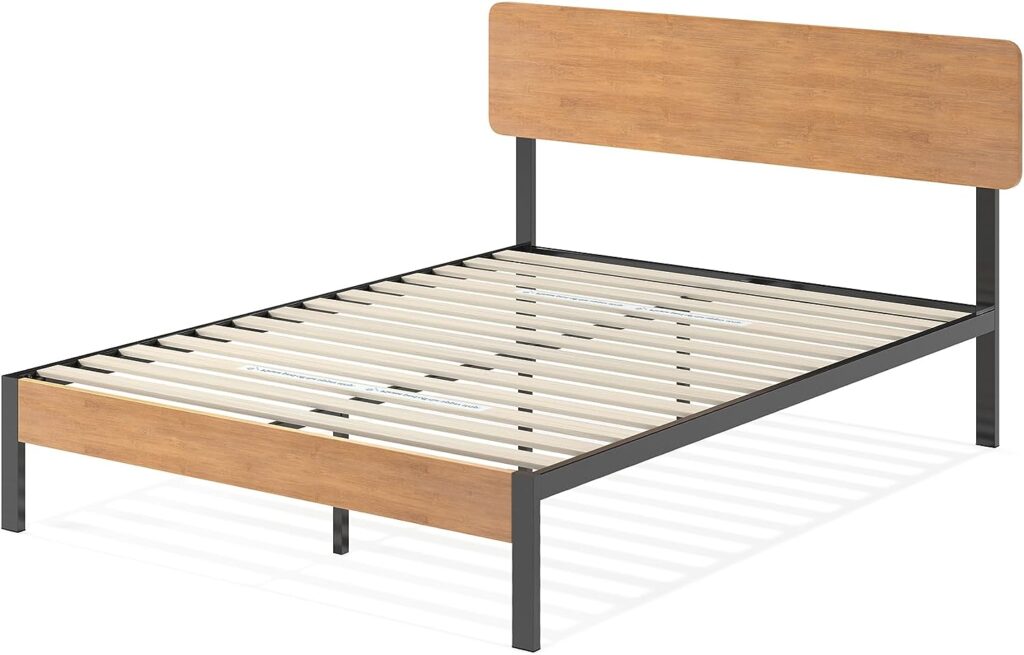 ZINUS Olivia Metal and Bamboo Platform Bed Frame, No Box Spring Needed, Wood Slat Support, Easy Assembly, Queen